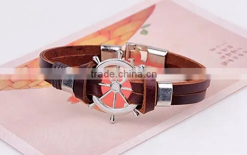 Factory wholesale rudder leather bracelet for men/