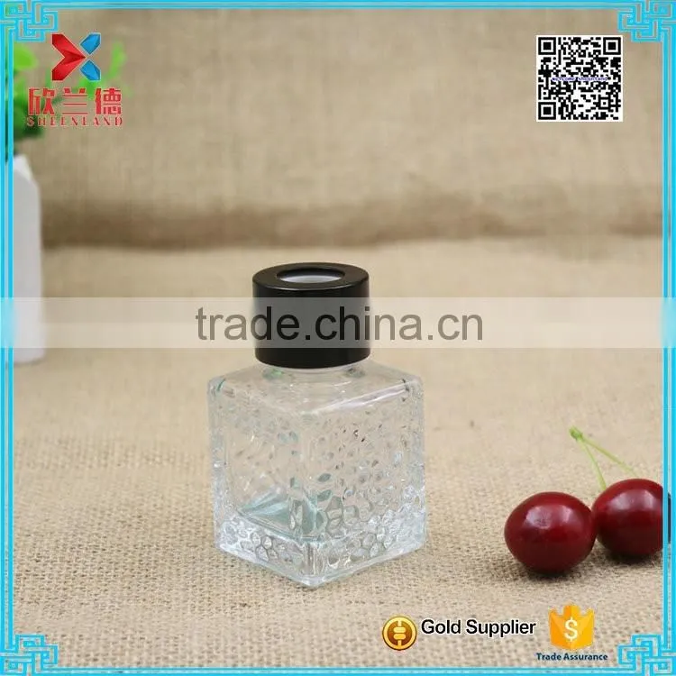 customer design clear square glass aroma diffuser bottle