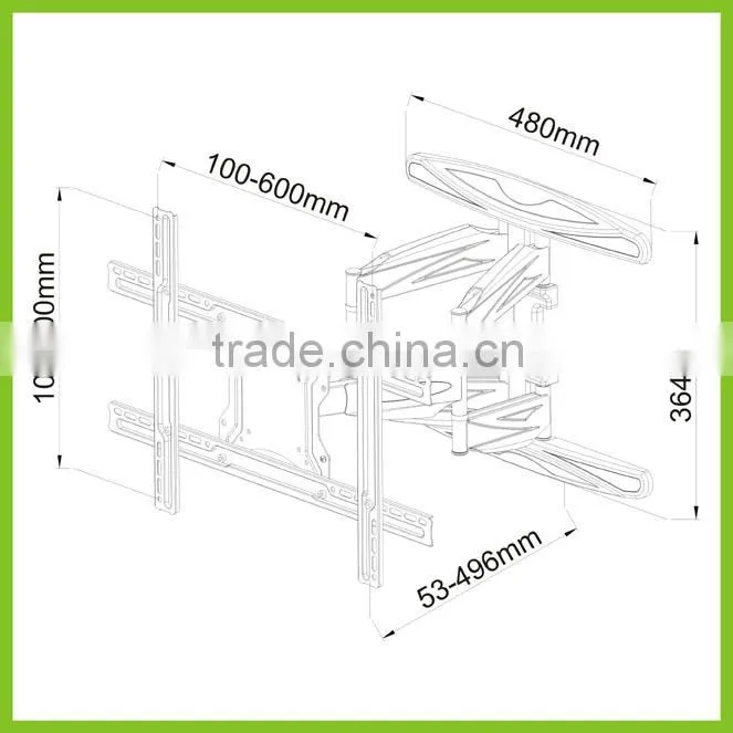 PLB172L-LW VESA 600x400 articulating Slim TV Wall Mount Arm