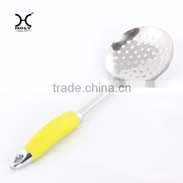 smooth potato masher with yellow handle