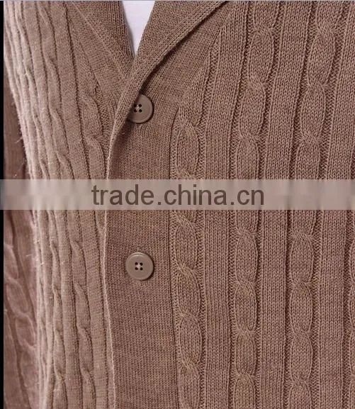 Long Sleeve Button Cable Knit Cardigan man sweater
