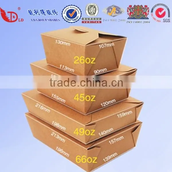 Disposable custom printed food kraft lunch paper box for food packaging