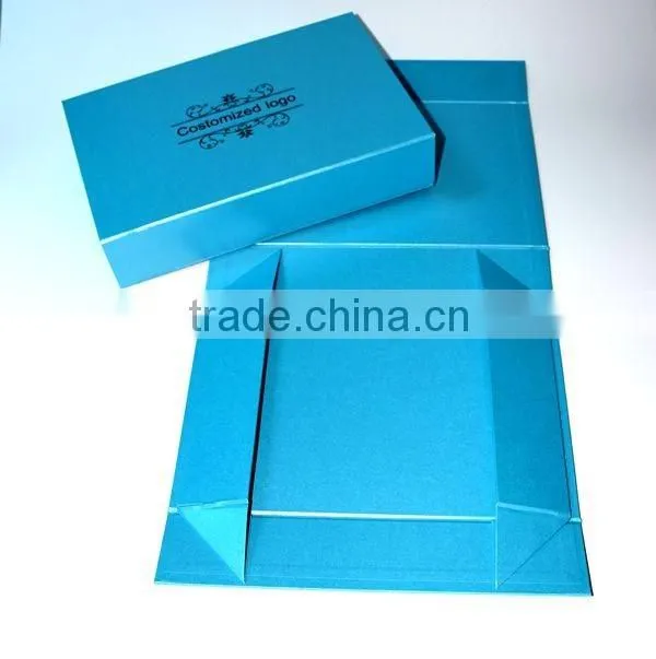 High end blue folding board cardboard storage box with magnets