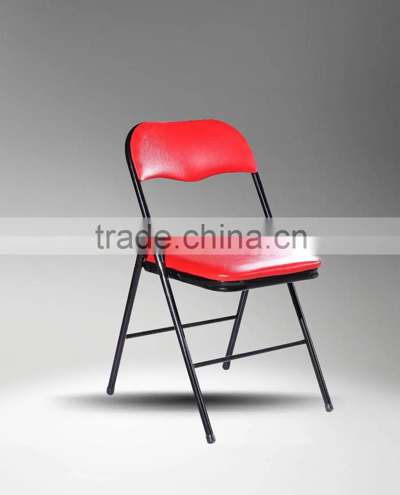 cheap wholesale indoor powder coated UPHOLSTERED metal folding chair