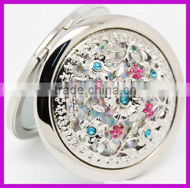 Factory customized rhinestone crystal bling compact mirror