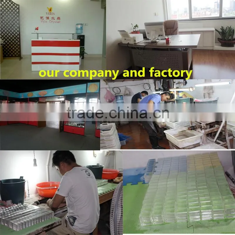 Yijia high quality crystal glass plaque/block, blank rectangle crystal cubes