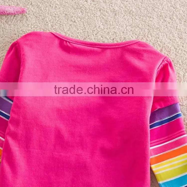 2-6Y (65512#Purple&Fuchsia)Flags kids baby girl cotton jersey Chilren new butterfly t shirt