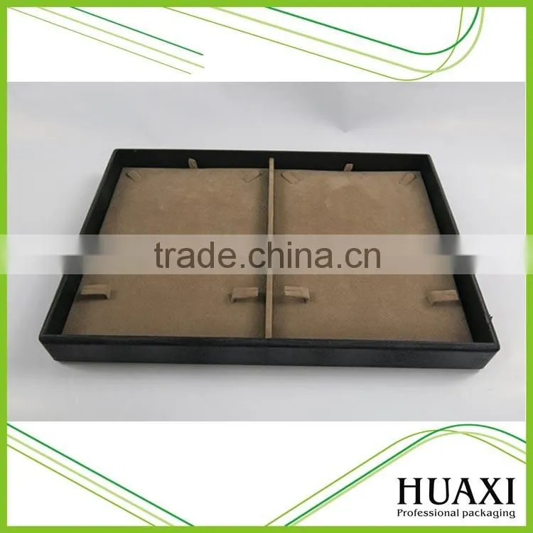 Wooden Brown Velvet Necklace Earrings Display Tray Wholesale