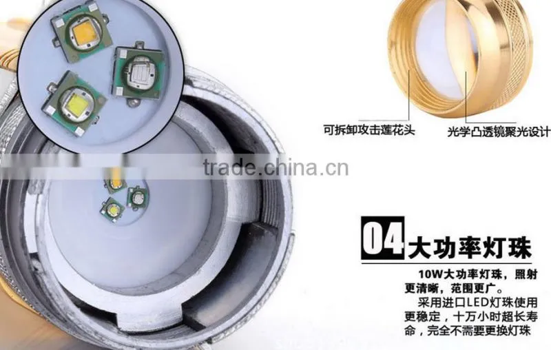 a-ok 3W white LED+3W blue LED +3 LED aluminium fishing light with support and charger