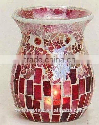 11Dx15H Hand Made Red Mosaic Essential Oil Burner