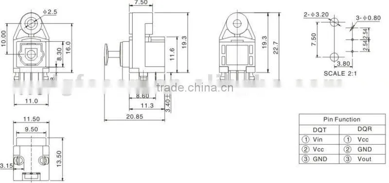 Optical toslink receiver plug DQT(R)-004A
