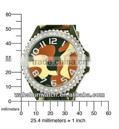 2013 camouflage wrist watch unisex swiss military watch with stone