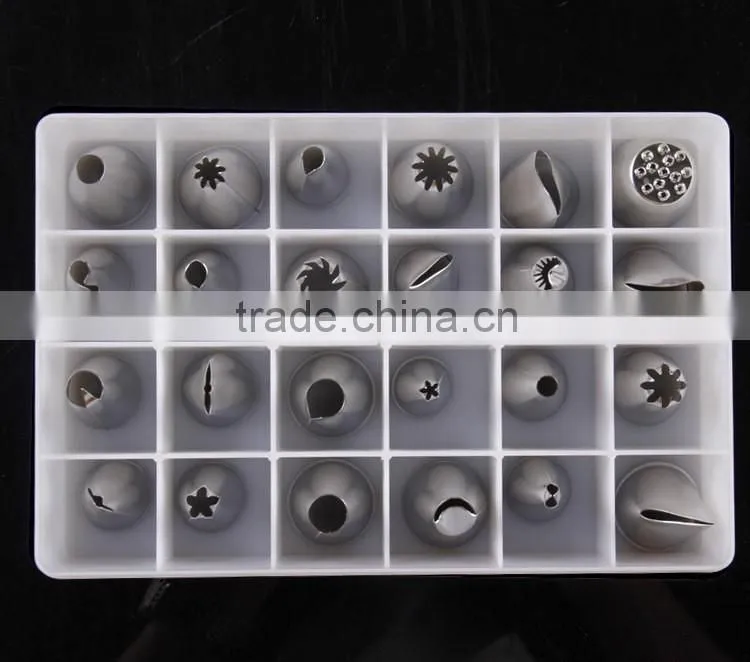 24pc Stainless Steel Nozzles Fondant Icing Piping Tips Cake Decorating Tools DIY Russian Tulip Nozzle Pastry Tip Free