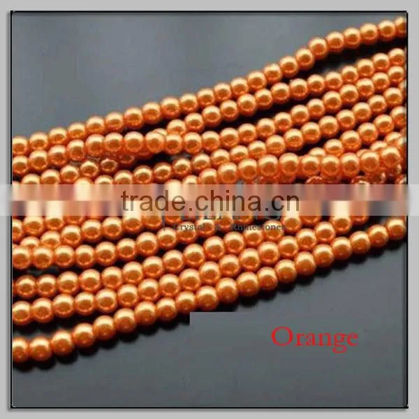 6mm Orange Glass Loose Pearl