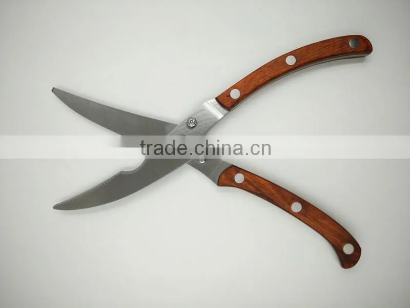 HCS004 LFGB Certificated 10" 3cr15 stainless steel heavy poultry scissors kitchen shears
