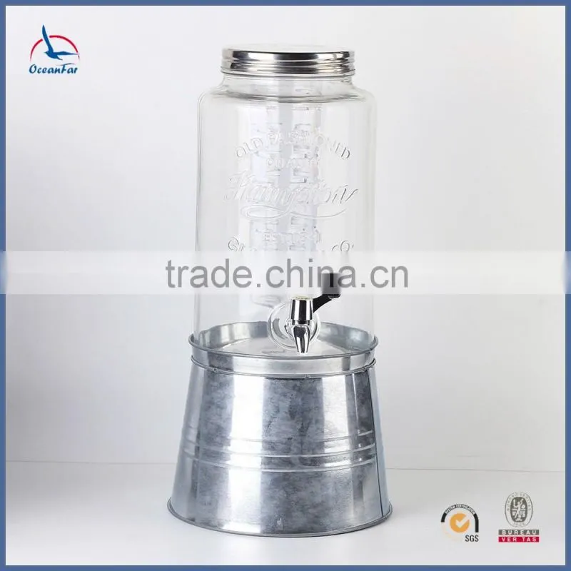 5.8L Old Fashion Glass Dispenser Glass Drink Dispenser with Tap