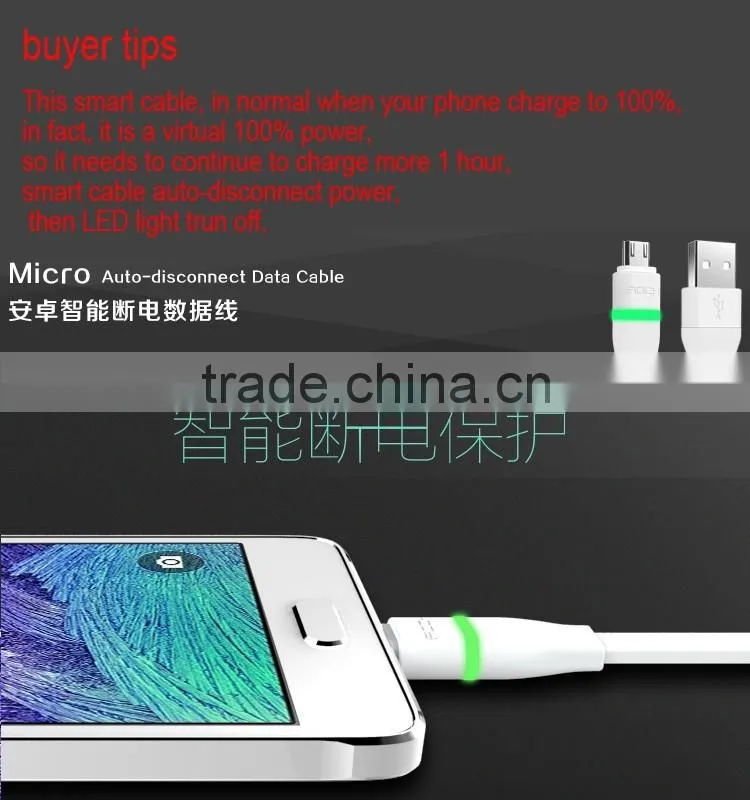 Original Rock Micro Auto-disconnect Data Cable Ligth Micro USB Cable For SAMSUNG Xiaomi HTC smart phone