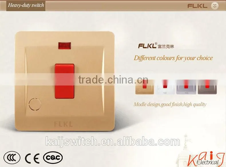 British standard 45 A switch with neon champagne gold color