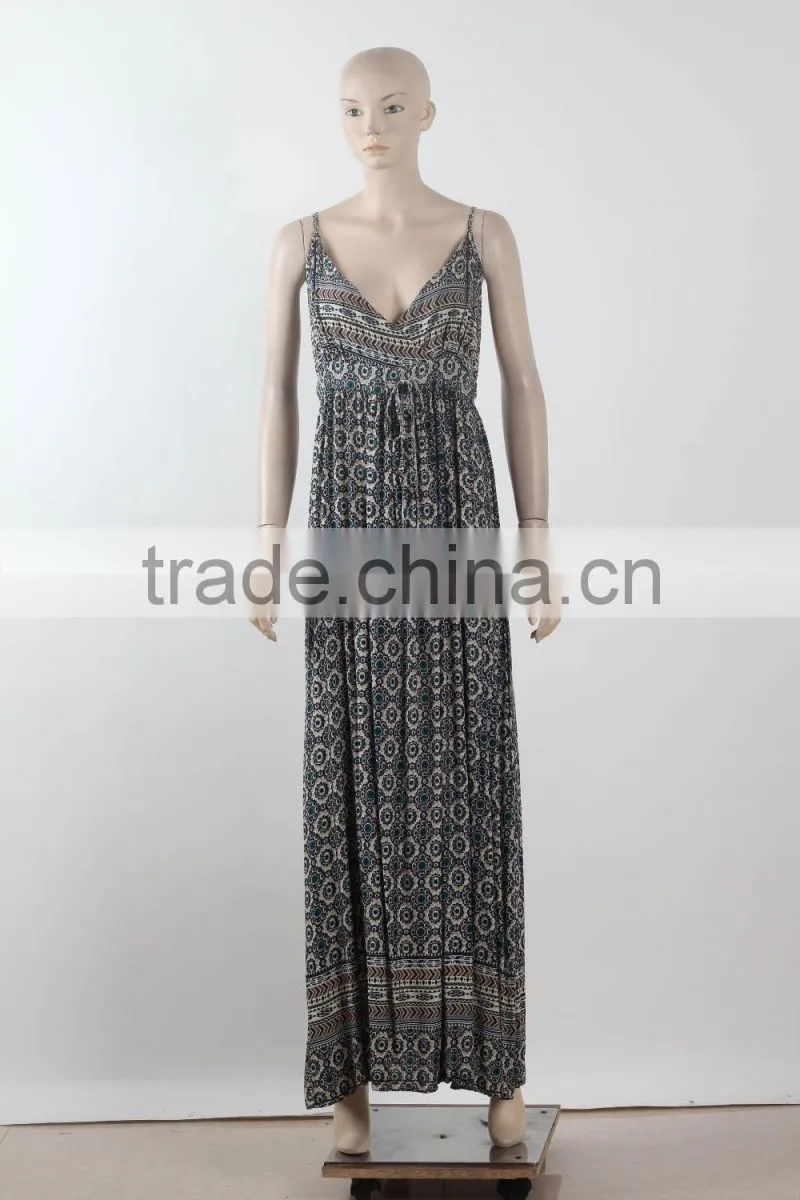 Wholesale Maxi Dress Women 2016 Fancy Design Printed Casual Maxi Dress For Party