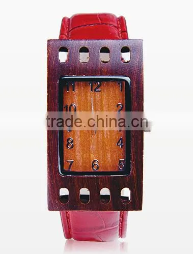 wood leather watch