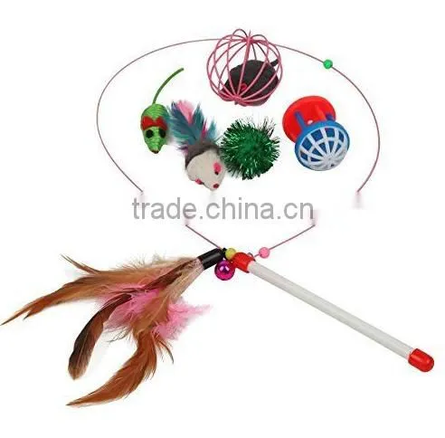 QQPET Factory fashion feather cat rod cat toys variety pack for kitty