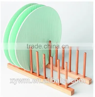 Daily Bamboo Wooden for Color Ceramic Plate Bamboo Rack Stand Holder