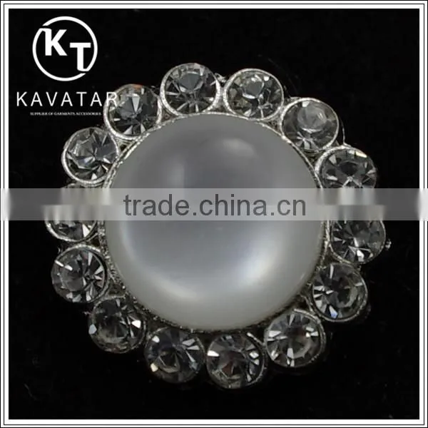 Good quality NK006 metal rhinestone button with big pearl for clothes