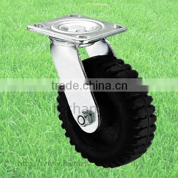 Rubber Iron Core Wheel 125mm Swivel Trolley Industrial Casters