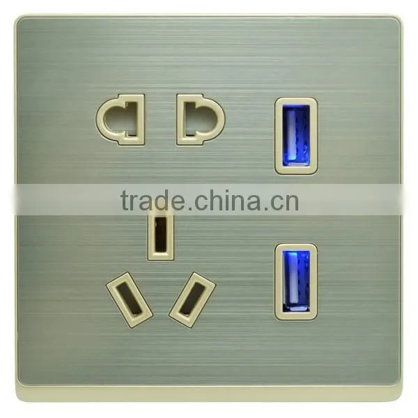 5pin socket with double usb wall socket