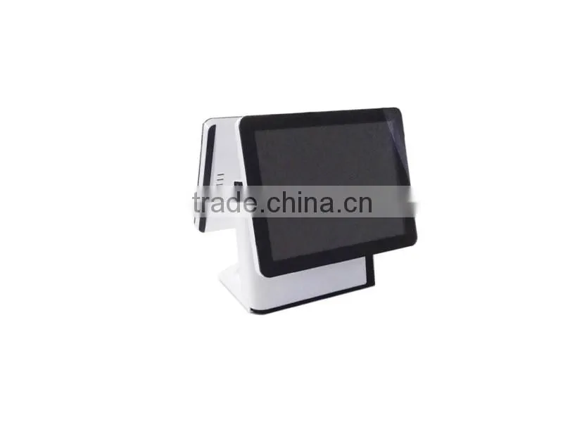 Fanless design 15 inch dual screen pos system with J1900U