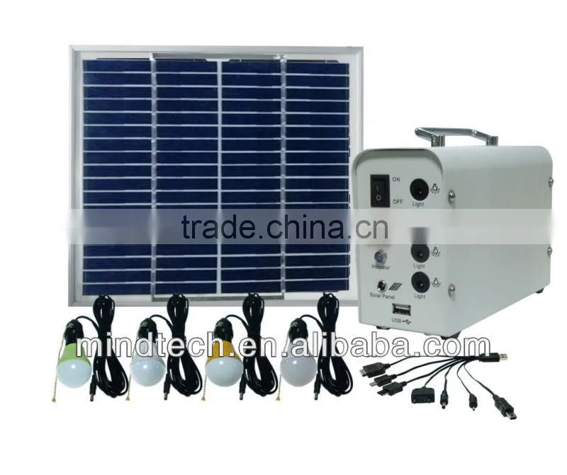 10W portable solar light with led lamps and USB port/solar led bulb