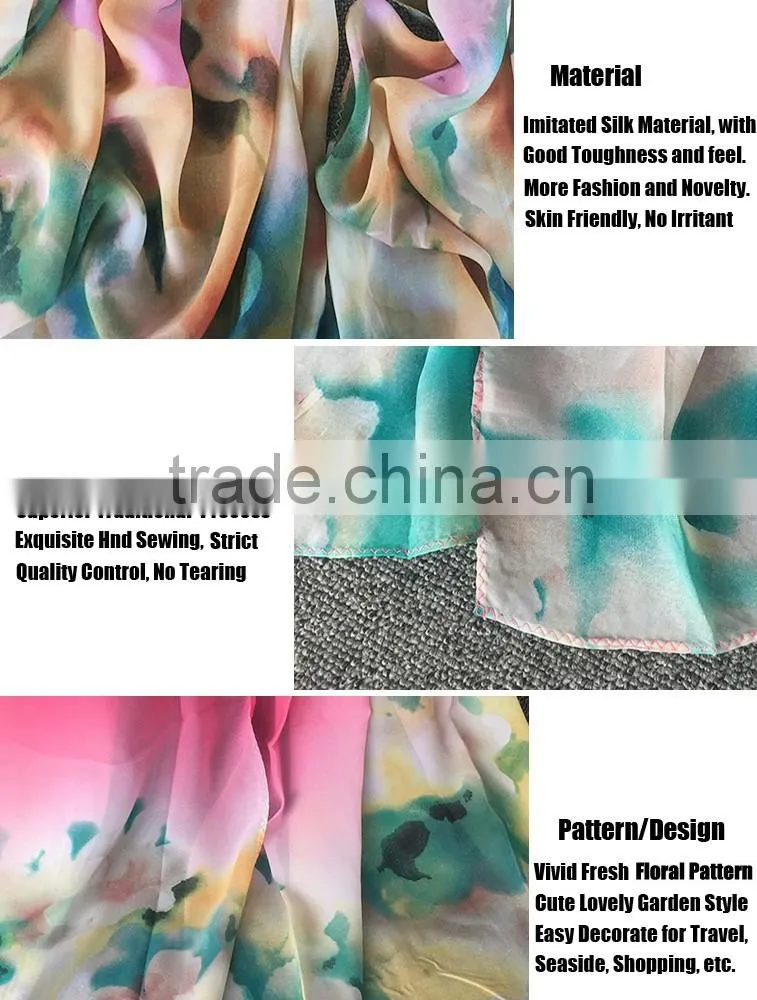 Made in Yiwu China Cheap Silk Scarf Shawls for Fashion Latest Ladies and Women