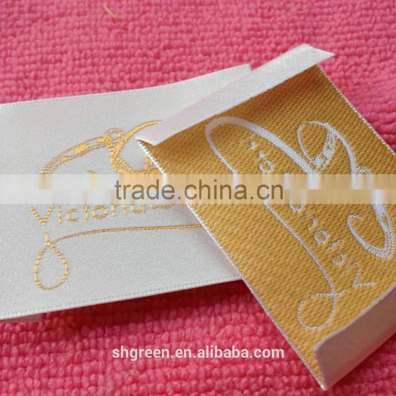Hot cut fabric end folding main woven labels for garment