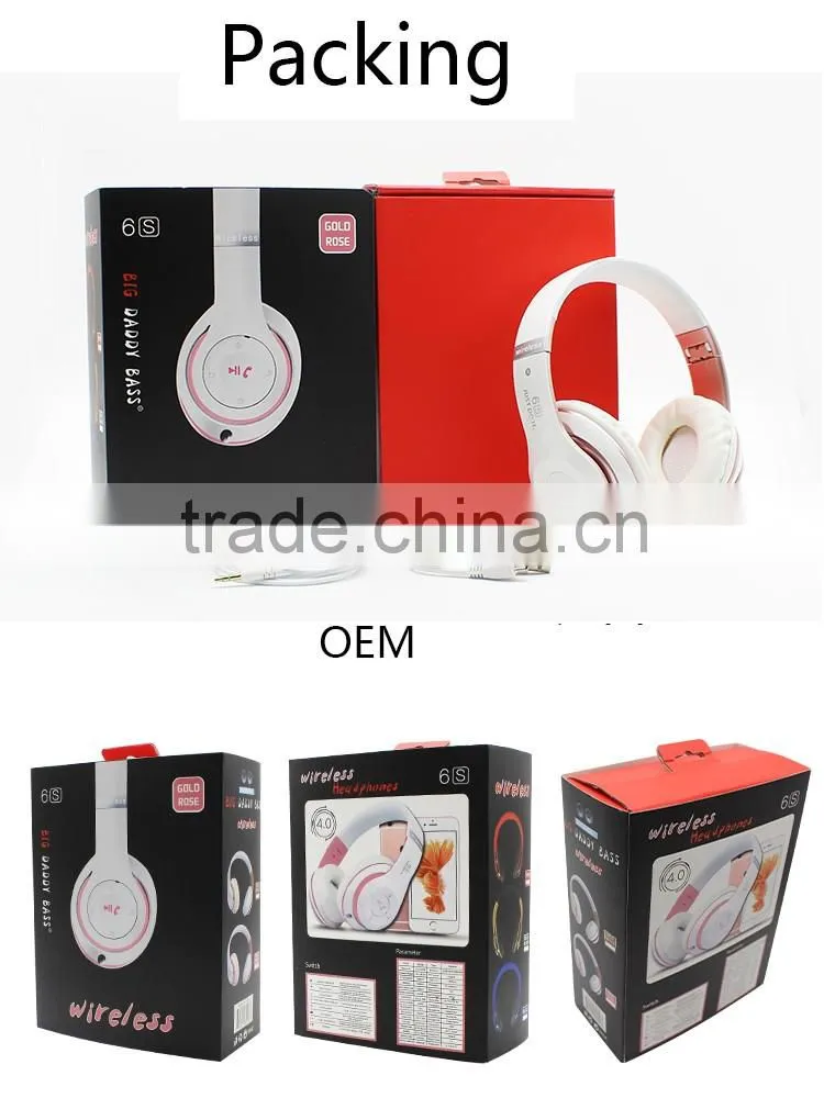 SNHALSAR 6S stereo bluetooth wireless headset headphone Bluetooth Headphone with microphone
