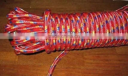 PP braided rope colorful with non-woven core 16strands