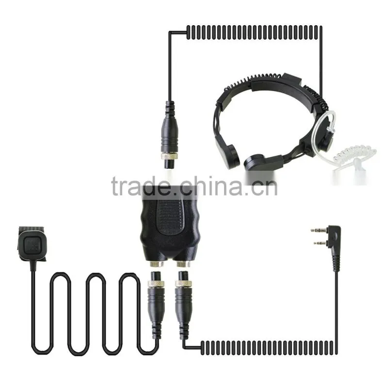 Throat Vibration Mic With Mini Din Finger Ring PTT for Kenwood Two Way Radio