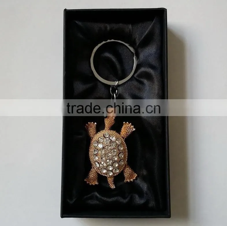 wholesale decorative rhinestones jewelled turtle metal alloy key chain