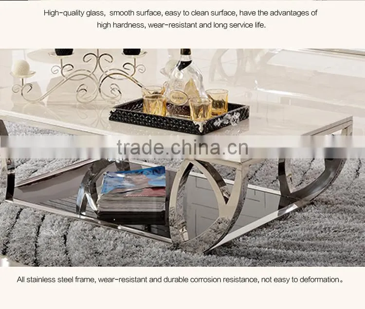 C380 China Living Room Center Table Stainless Steel Stone Sofa Table
