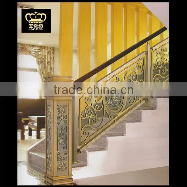 Luxury Aluminum Handrails Staircase Golden Balustrade for Hotel Villa