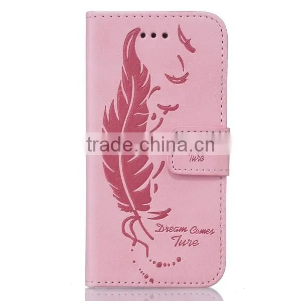 Double embossed phone case leather back cover flip phone hull for Samsung S5