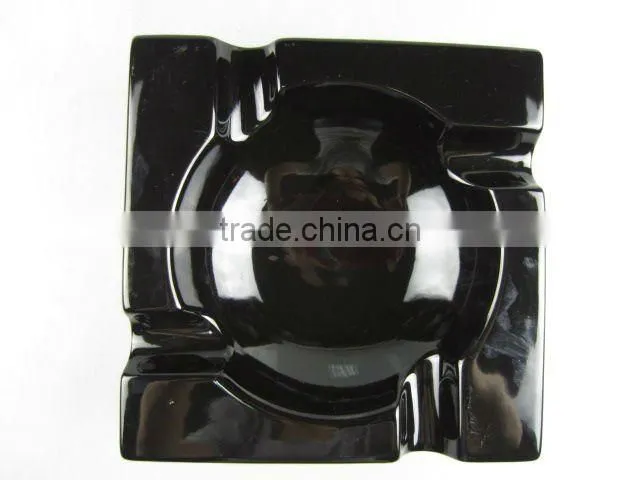 Stock black glazed square ashtray