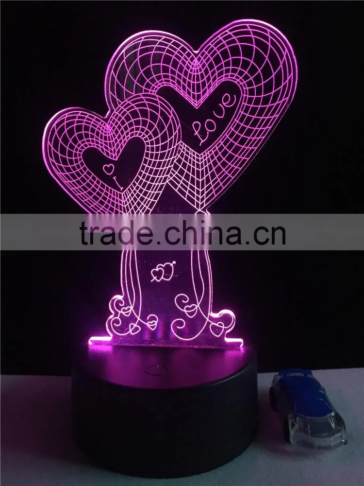 2017 Amazing Valentine's Gift Romantic night light acrylic 3d led lamp