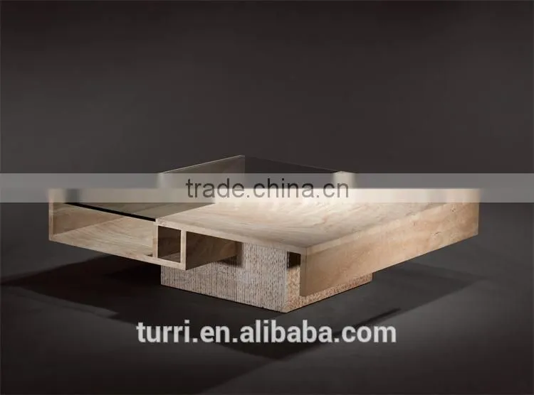 Uique Shape Rectangle Travertine Coffee Table