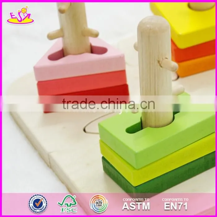 2017 New design children preschool sorting blocks wooden shape sorter W13D123