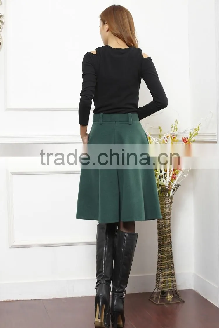 New arrival autumn winter wool skirt for women long skirt high waist pleated skirts women