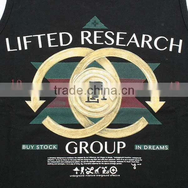 Custom design cotton wholesale black printing bulk tank top
