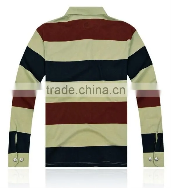 New Fashion autumn and winter men's striped polo shirt brand long sleeved striped MENS polo shirt M/3XL CUSTOMED
