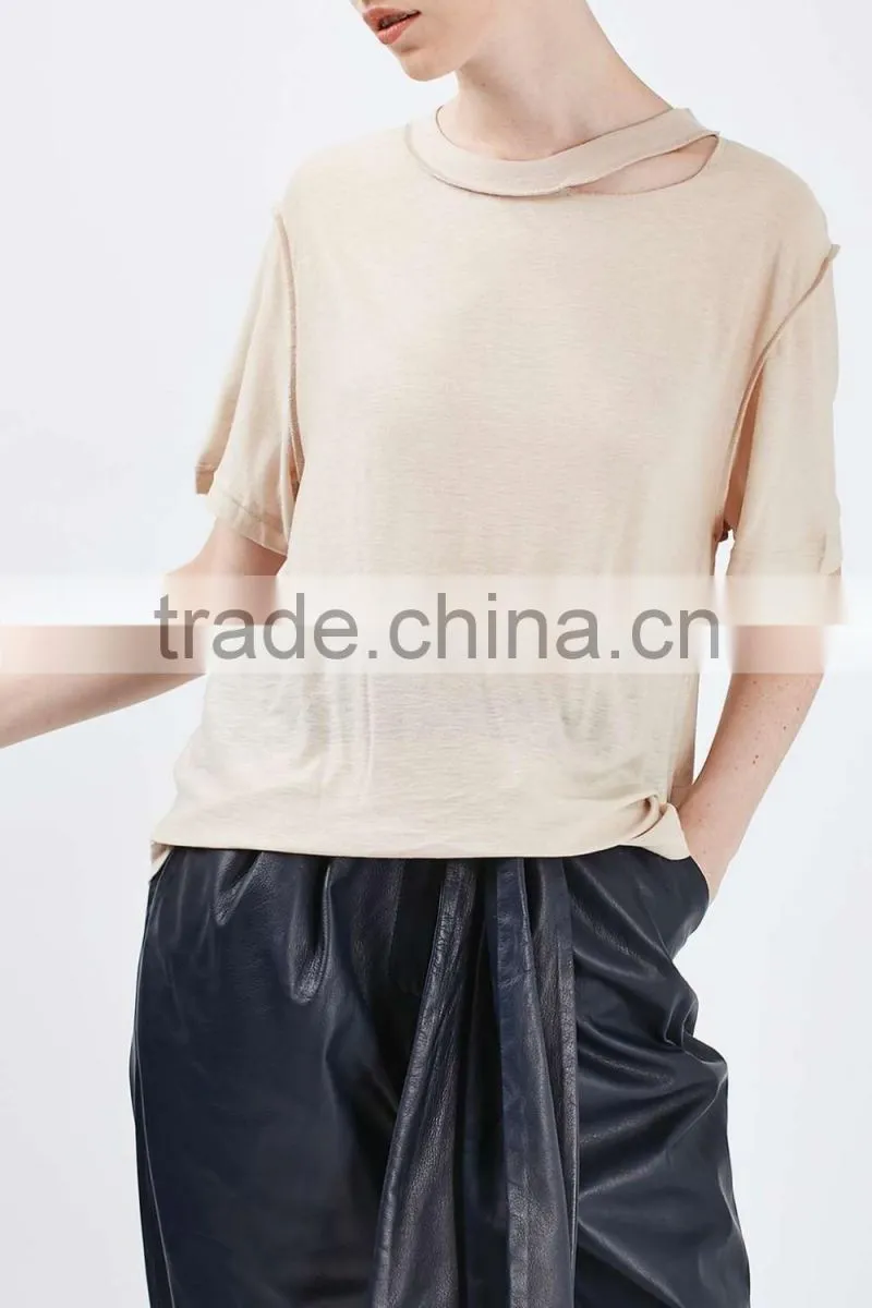 Blank women metallic batwing t-shirt