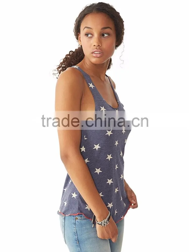 2017 Guangzhou Shandao Popular 95% Polyester 5% Spandex Polka Dot Irregular Hem Custom Sport Fitness Tank Top