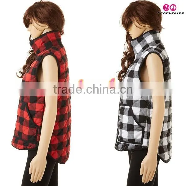 AFFORDABLE LOW MOQ buffalo plaid women vest